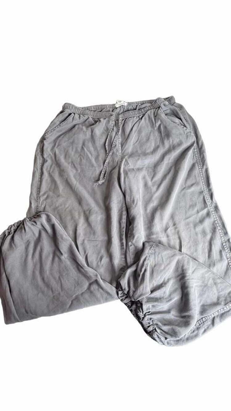 Nicole Miller New York 100% Lyocell Gray Drawstring Wide Leg Pants XL